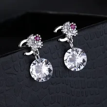 ЦИРКОНИЕВЫЕ серебряные серьги с буквами, S925 Серебряные серьги иглы, модные ювелирные изделия серьги-гвоздики, C буквами цветы серьги-гвоздики