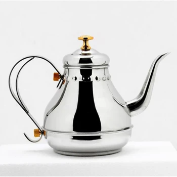 

Stainless steel coffee pot hand clapper restoring ancient ways cooker kettle classical palace long beak Gold/ silver teapot