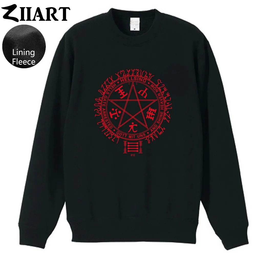 

sweatshirts men boy Star Pentagram Hellsing Motto sweatshirt male pullovers winter sweatshirt men Pentagram Alucard Vampire
