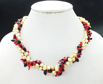 

Wholesale. 3PCS/LOT 3 shares. Freshwater baroque pearls. coral. Semi-precious stones, combinations, classic necklaces.