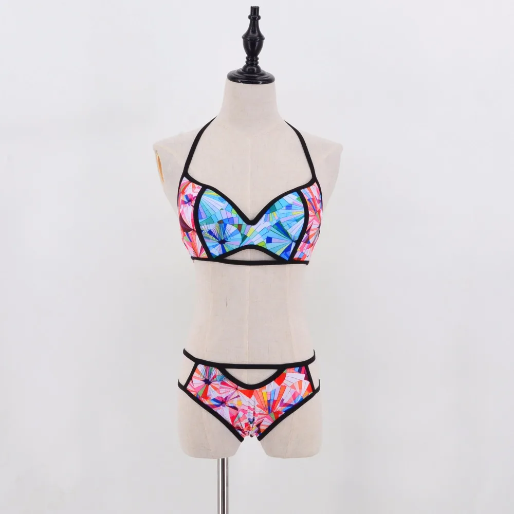 Sexy Bikinis Women Swimsuit 2018 Summer Cut Out Bathing Suits Push Up Bikini Print Swimwear Beach Wear With Underwire Biquini |
