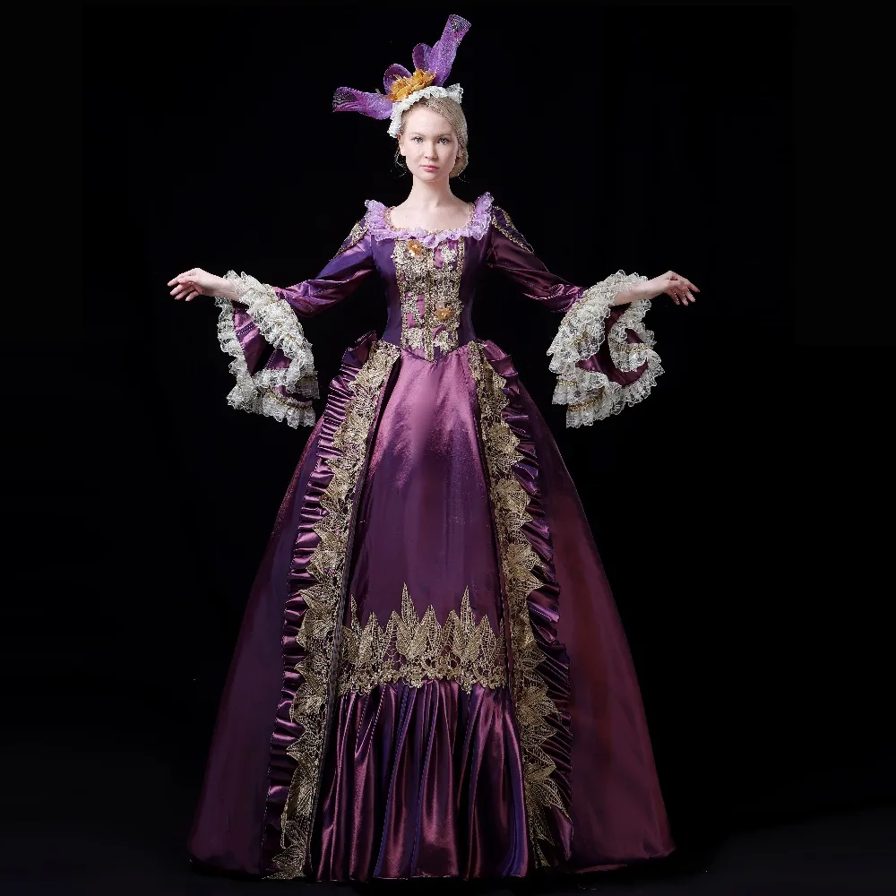 Фиолетовое французское платье Marie Antoinette в стиле рококо 18 го века готическое