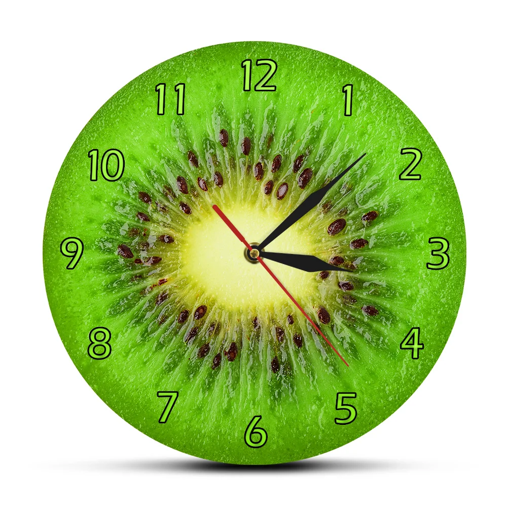 Summer Fruit Kiwi Fresh Fruits Slice Decorative Clcok Store Wall Art Decor Modern Colorful Home Time Clock | Дом и сад