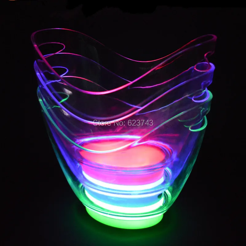 New product 1 piece single color rechargeable illuminous 8L LED ICE Bucket champagne beer ice bucket for bars decoration