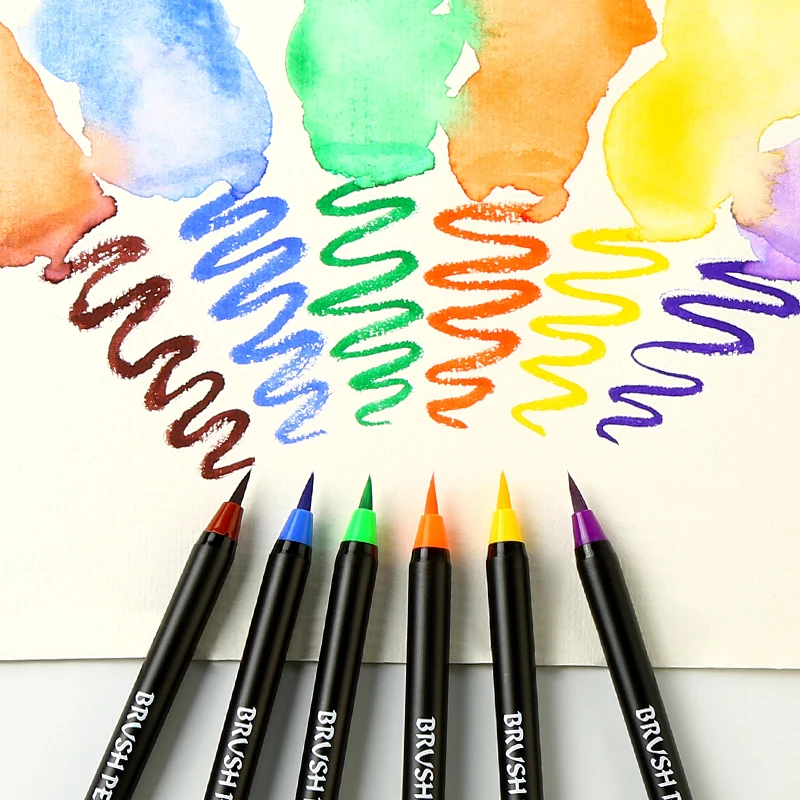 Najtaniej 24 48 kolorów miękki pędzel do malowania zestaw długopisów komiks manga akwarela markery pióro kaligrafia szczotka materiały artystyczne