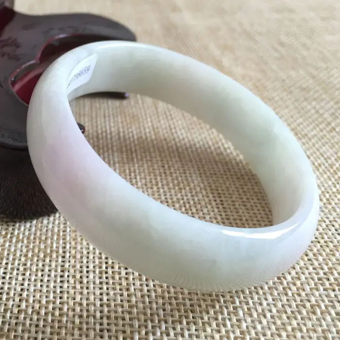 

55mm Certified Grade A Natural Lavender Green Jadeite Jade Bracelet Bangle 6659
