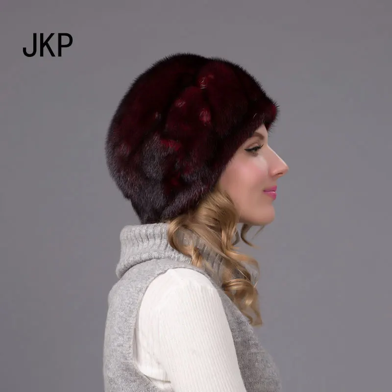 JKP 2018 Горячая новинка норковая меховая шапка русская зимняя для женщин со