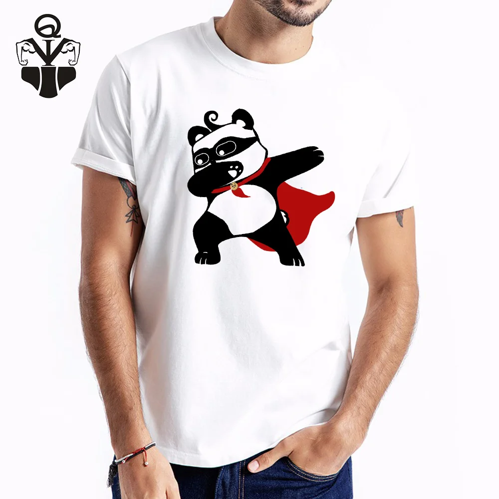 

QIM Cartoon Panda Fashion T-shirt O-Neck Print Casual Summer Men Top Tees Large Size T-Shirt For Men Short Sleeve T-shirts
