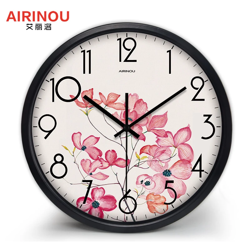 Flower No Ticking Sound Wall Clock, Fashion Girl Room Living Room Clock