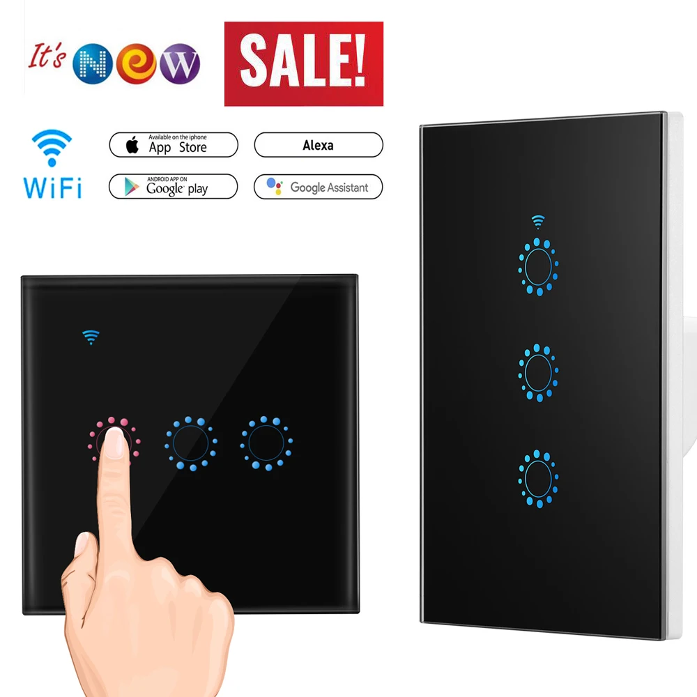 

1/2/3 Gang Wi-fi Touch Switch Wall Light Panel Wireless Intelligence Timing&remote Control App Work With Alexa Google Home