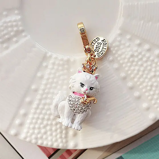 Fashion White Cat Charm Mini Small Charm Handbag Zipper Key Chains For