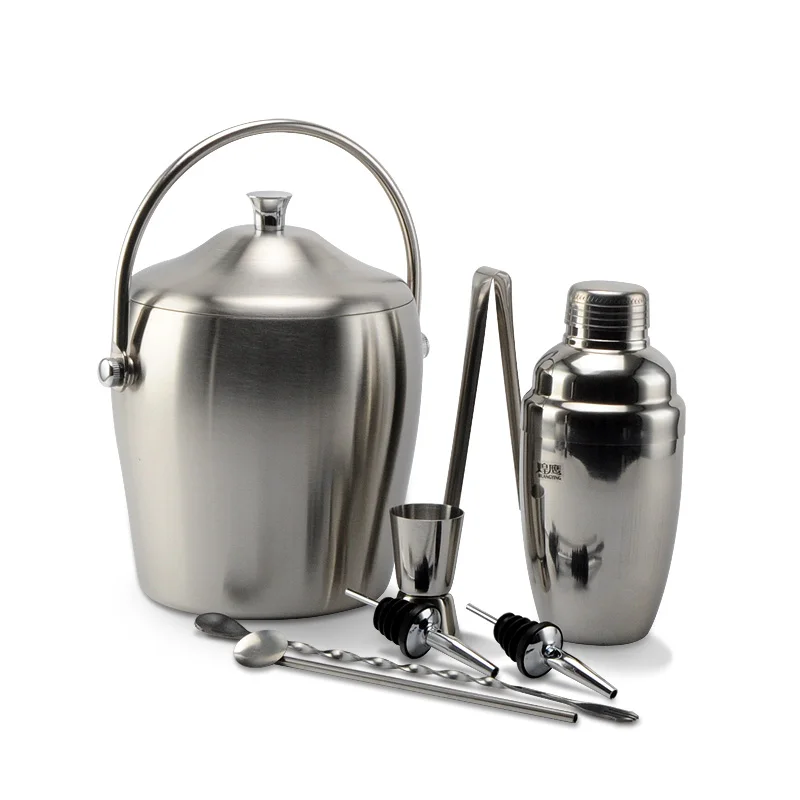 550ML Stainless steel cocktail shaker deluxe ice bucket cocktail set