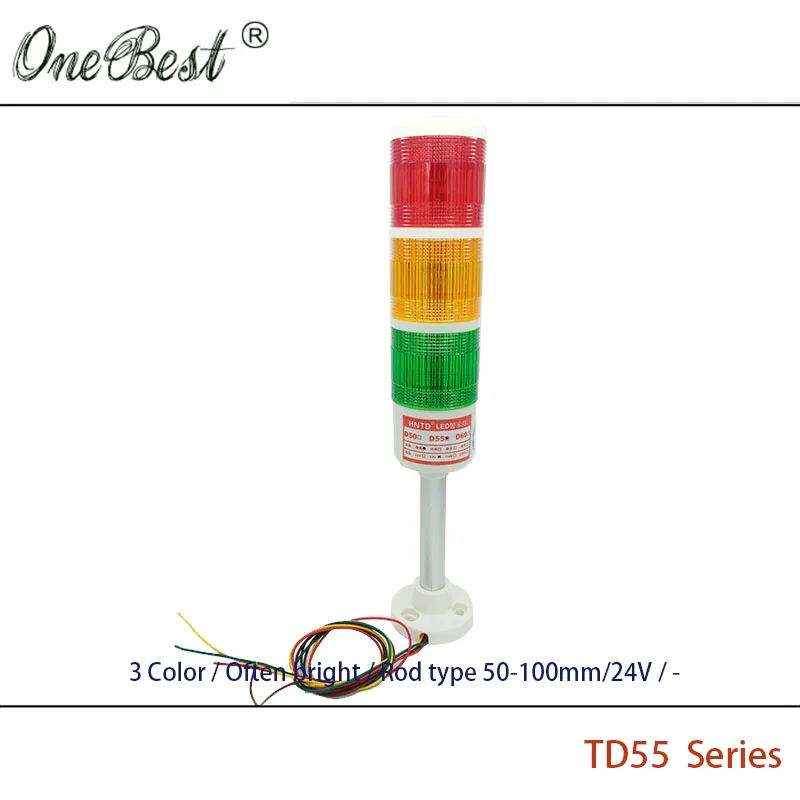 Hntd 24v Sinal de Luz de Aviso tipo Haste Semaphores Td55 Brilhante Cores para Máquinas Cnc - Imagem 3