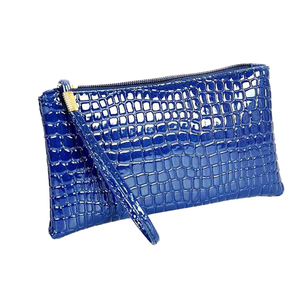 Женский кошелек для монет с крокодиловым принтом из искусственной кожи женский клатч, сумочка, сумка для монет на молнии, винтажный женский клатч, сумочка для монет# H10 - Цвет: Синий