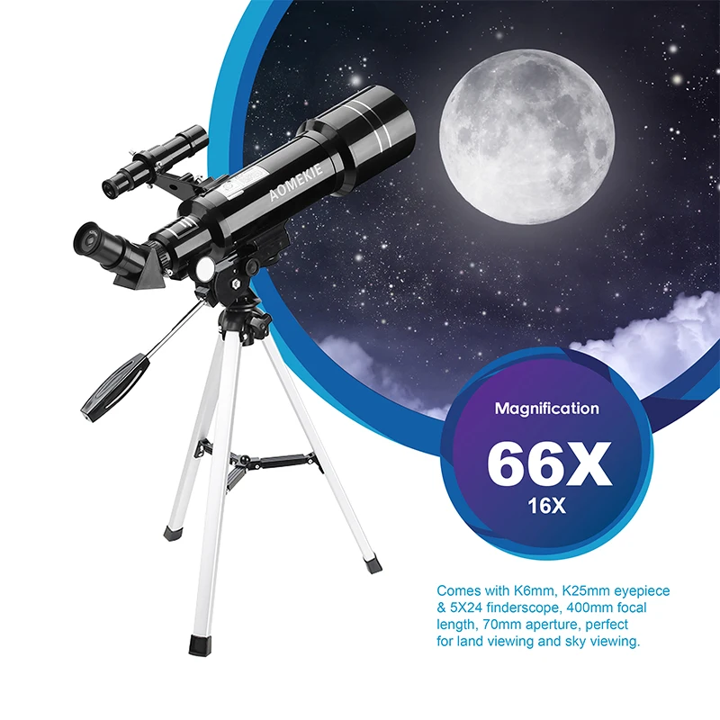 Telescópio com Tripé Suporte do Telefone Aomekie Astronômico Compacto Terrestre Espaço Lua Assistir Monocular Crianças Presente 40070 5 Cheap Telescópio e binóculos