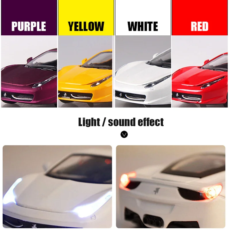 Модель автомобиля из сплава в масштабе 1:32 F458 14 см 4 цвета|alloy car|pull backdiecast models |