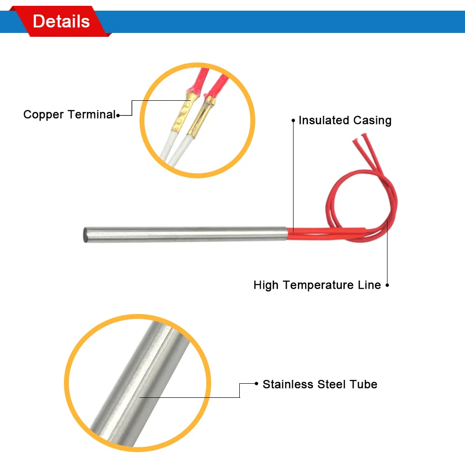 LJXH электрические картриджные нагреватели 9,5x100 мм/0,374x3,9" трубка DxL нагревательный элемент AC110V/220 V/380 V 250 W/300 W/380 W нагревательные детали