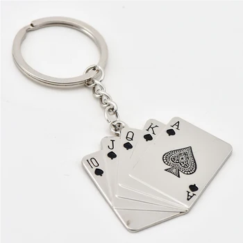 

Personality KeyChain Royal Flush Poker Playing Card Keyring Metal Gifts Key chain Charm Jewelry For Women Men Car Accessories
