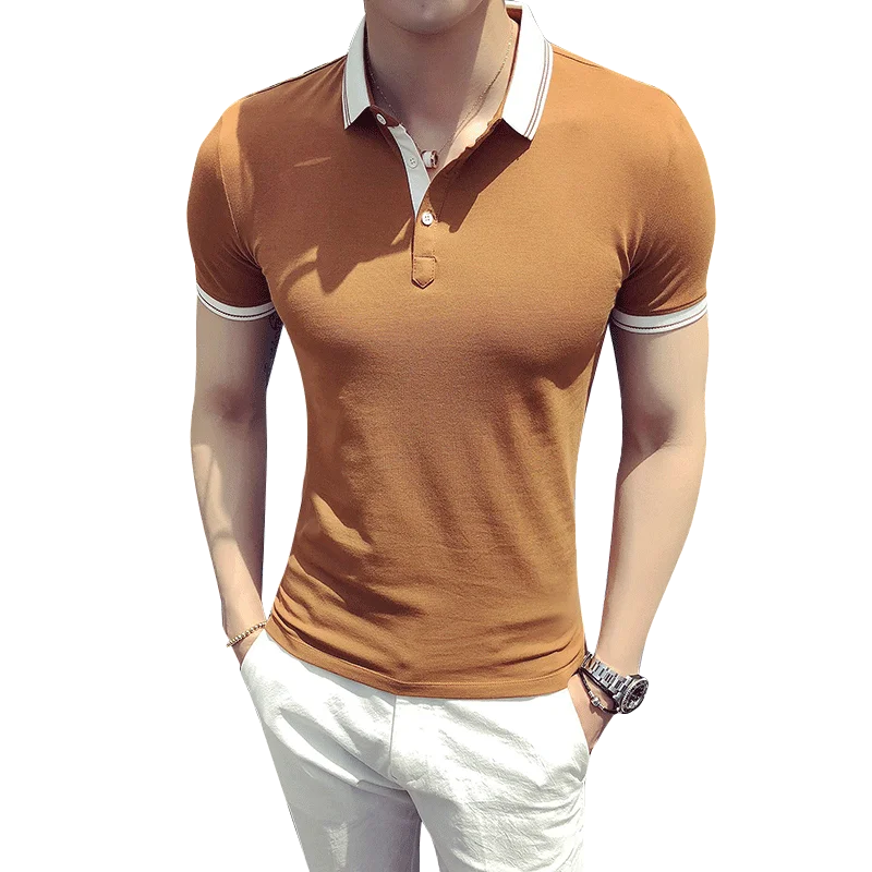 

2019 new summer thin section solid color polo shirt male fashion lapel short sleeve business casual men's tide sweatshirt