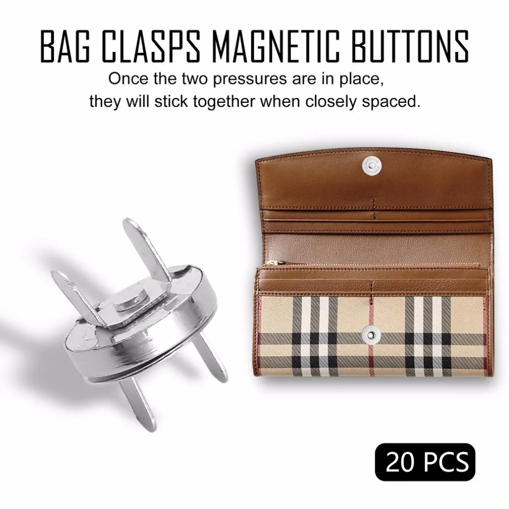 

20pcs Bag Purse Clasps Magnetic Buttons Snaps Fasteners Handbag Craft Sewing Leather Coat Buttons Bag Parts Accessories