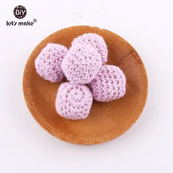 

Let's Make 18mm Crochet Hexagon Beads 5pc Diy Nursing Necklace Accessories Food Grade Wooden Teether BPA Free Teether Beads