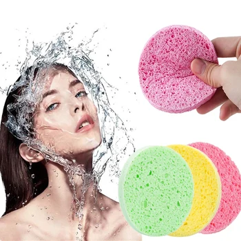 

1pcs Circle Shaped Natural Wood Fiber Face Wash Cleansing Sponge Beauty Makeup Tools Accessories