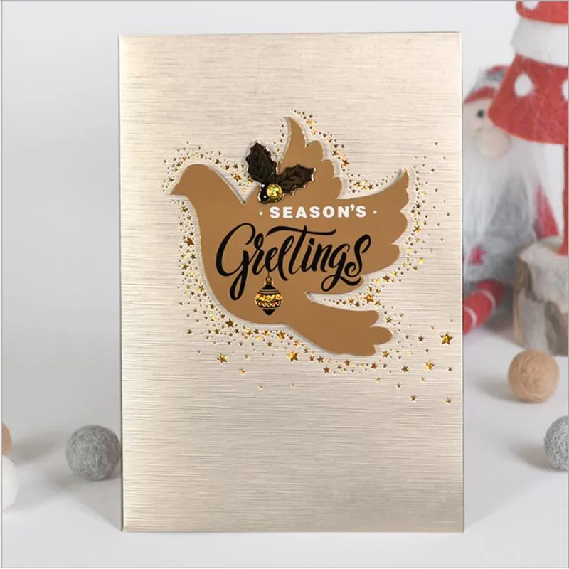  1pc Golden Cover 3D X-Max Cards Merry Christmas Valentine Happy New Year Decor Greeting Card Party  - 33043277171