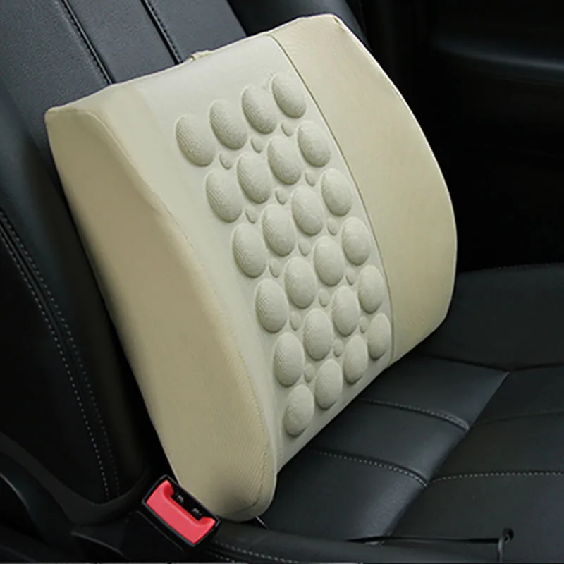 Автомобильная поясная подушка электрическая массажная поддержка для поясницы на спинку стула Расслабляющая подушка для поддержки поясницы для автомобиля - Цвет: Beige