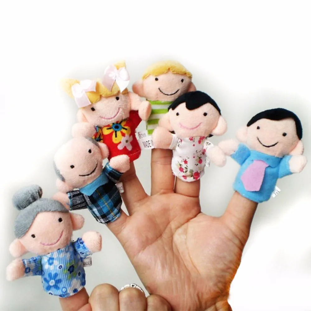 

Hot! 6Pcs/lot Family Finger fantoches de dedo Puppets Cloth Doll Baby Educational Hand Toy Story Kid Free Shipping