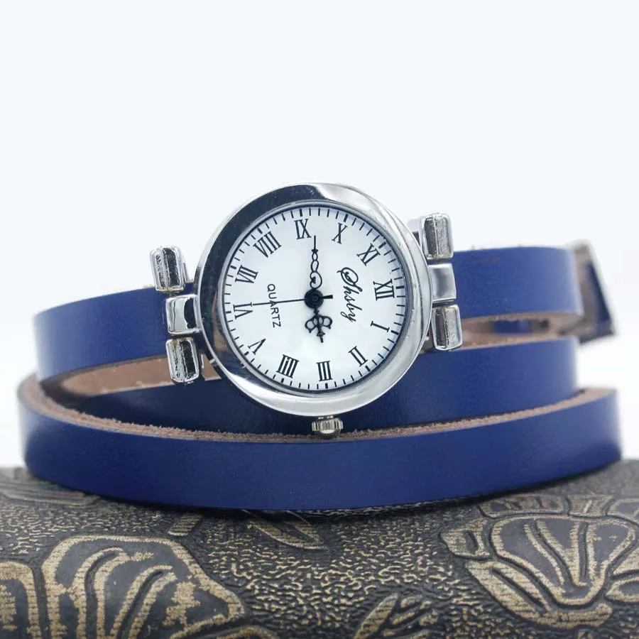 Shsby новые модные женские часы с длинным кожаным ремешком женские часы с серебряным браслетом римские винтажные часы ЖЕНСКИЕ НАРЯДНЫЕ часы - Цвет: silver watch blue