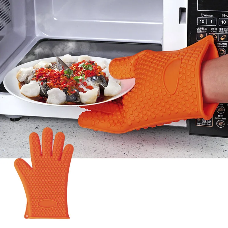 

2PCS Silicone Glove Kitchen Heat Resistant Gloves Oven Gloves Baking Glove Barbecue Glove Cooking BBQ Glove Kitchen Gadgets