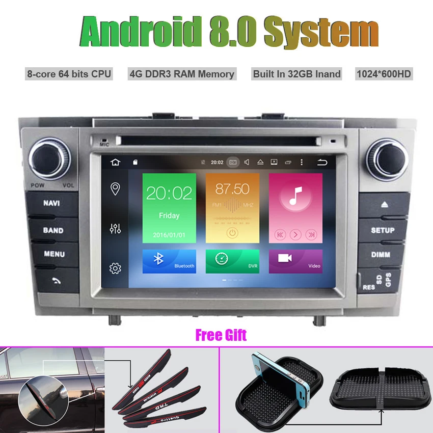 Clearance Octa-Core Android 8.0 CAR DVD Player for TOYOTA AVENSIS 2008-2013 car radio stereo car gps navigation 0