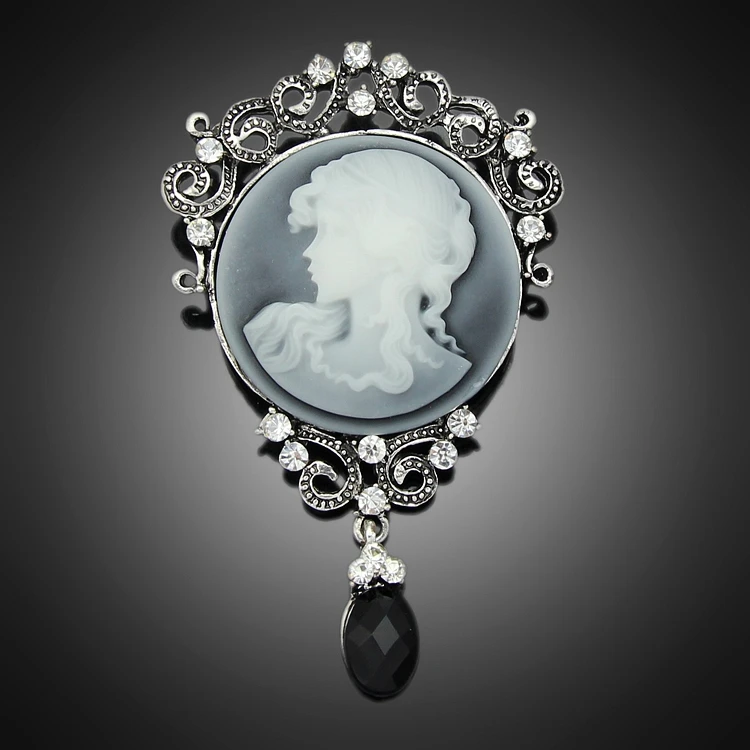 Cheap Cameo Brooch Vintage Brooches Pretty Beauty Queen Silver Brooch
