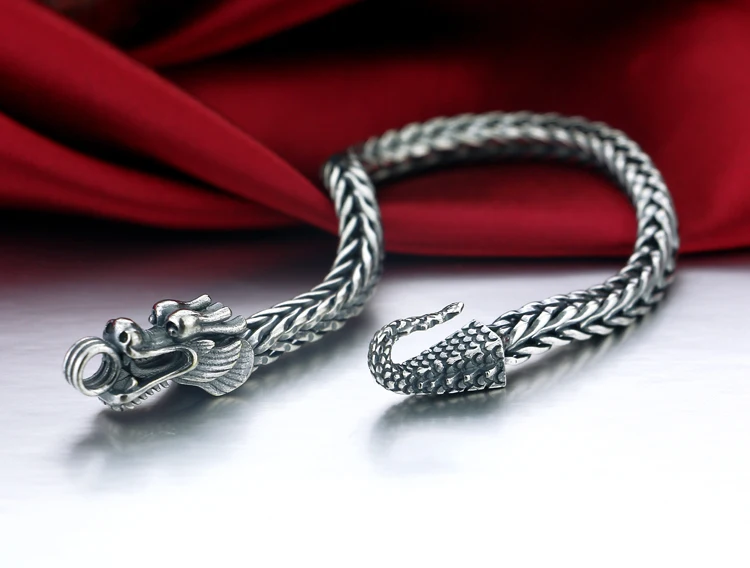 Мужской браслет из серебра shitain, корейские мужские модели, браслет из стерлингового серебра 925 пробы, грубая, винтажный, тайский серебряный браслет с драконом, ювелирные изделия