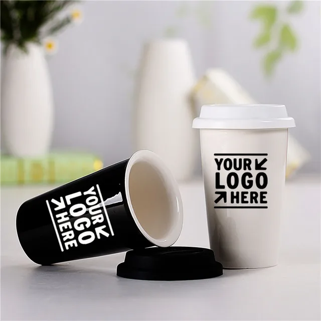UPSTYLE Cute Coffee Mug Ceramic Cup Travel Coffee Mug With Silicone Lid