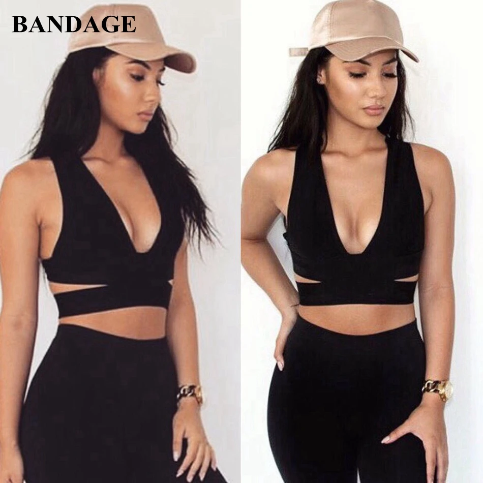

Leger Babe Rayon Black Red White Bandage Crop Tops Fashion Casual Summer Sexy Women Tops Sleeveless Party Celebrity Style FH32