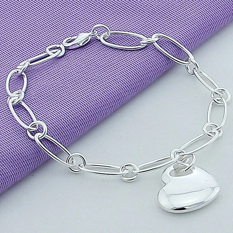 

Fashion Simple Charm Bracelet Silver 925 Jewelry Heart Bracelet for Woman Jewelry Wholesale