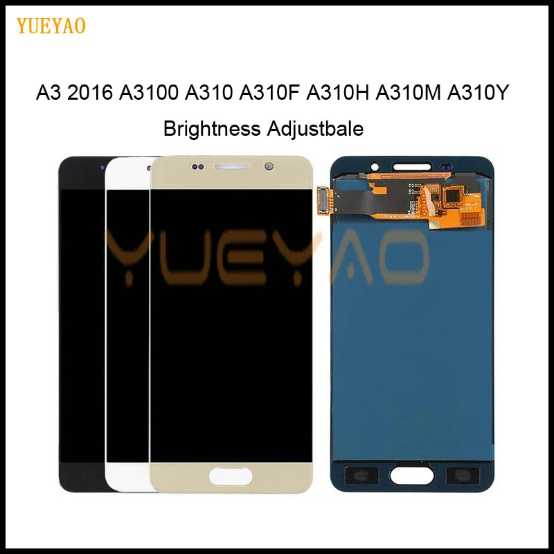 

Brightness Adjustbale LCD For Samsung Galaxy A3 2016 A310 A310F A310H A310M LCD Tested Display Digitizer Touch Screen Assembly