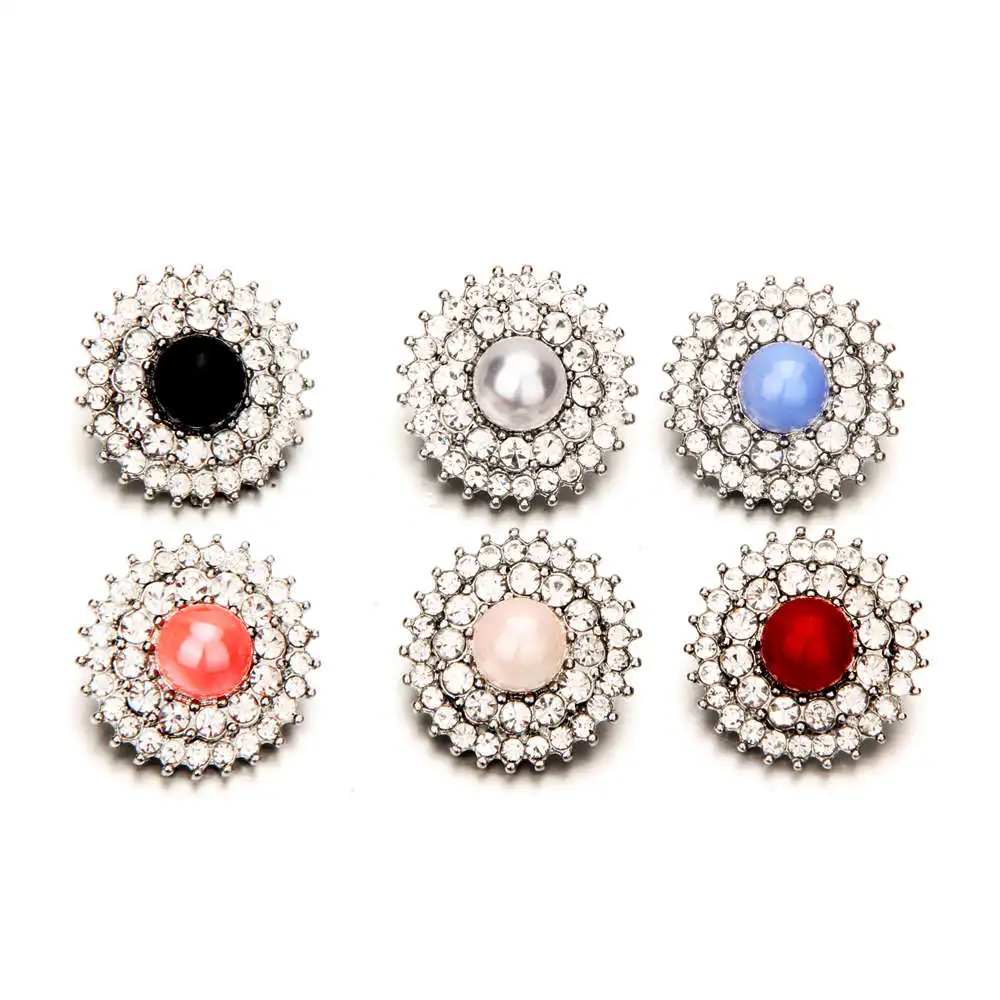 

DIY 18mm pearl button metal Snap Button Fit Snap Bracelet For Women Snaps Jewelry TZ1013