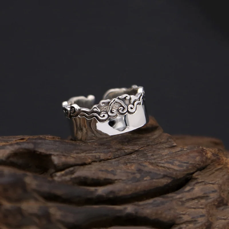 Кольцо 925 пробы серебро для мужчин женщин Jewelry Винтаж буддийский сердце Сутра кольцо бренд ювелирные украшения R41