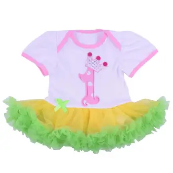 

White Yellow Green Baby Girls 1st 2nd Birthday Xmas Tutu Dress Princess Birthday Cake Crown One Birthday Outfit for 0-24months