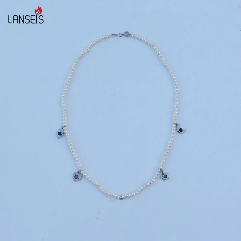 

Charming Naughty Bear Freshwater White Pearls Necklace, High Quality Pearls Choker, 2018 Fashion Wedding Jewelry Gift For Women