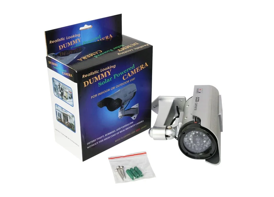 Солнечная энергия поддельная камера наружная безопасность CCTV Манекен наблюдения камера со вспышкой светодиодный свет