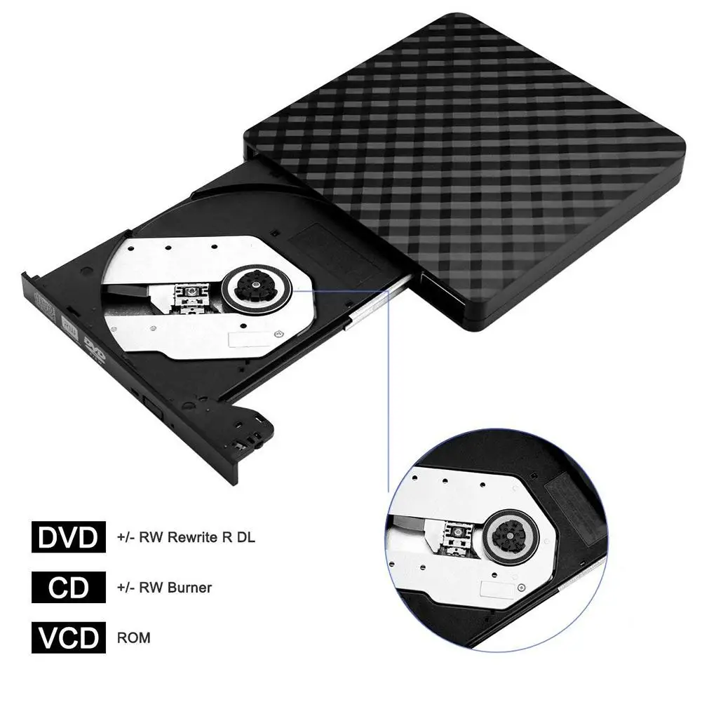 EastVita DVD привод высокоскоростной передачи данных USB 3,0 внешний CD DVD ридер писатель плеер для ноутбука Настольный Macbook - Цвет: black