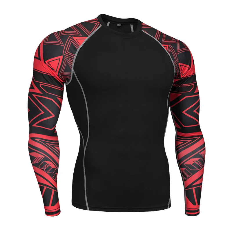 

Men Gym Dry Fit Long Sleeve T Shirt Boxing Jerseys Muay Thai Running Tee Boxing Tiger Cycling Compression MMA Training S-4XL