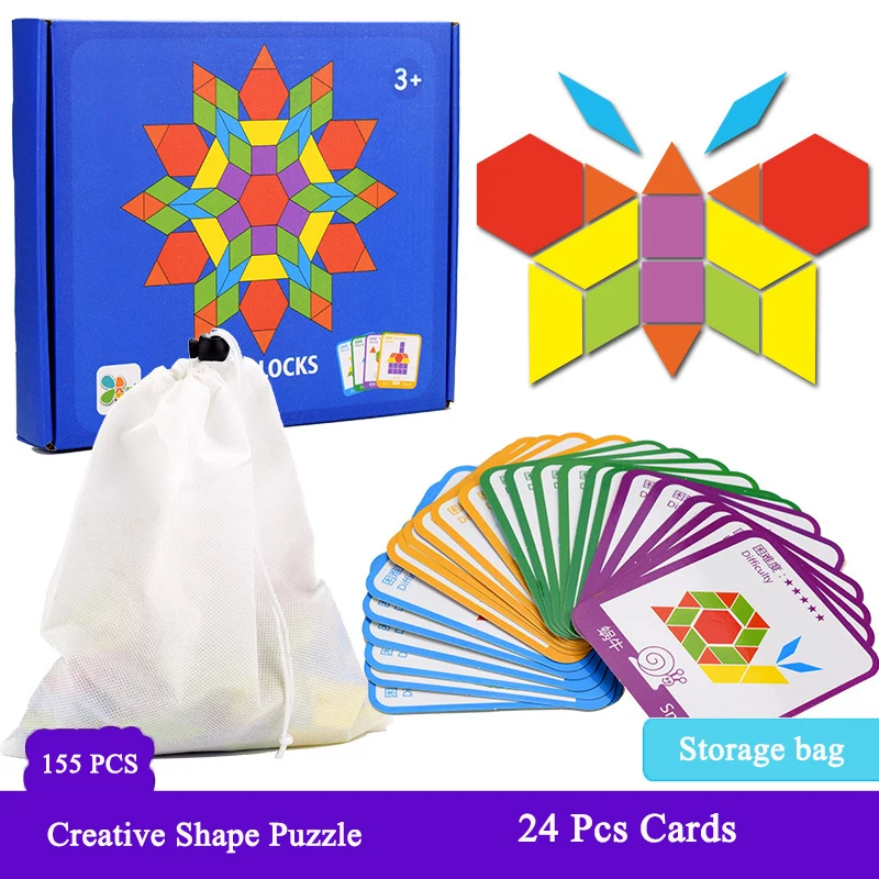 

155 Pcs Creative Puzzle Games Educational Toys For Children Jigsaw Puzzle Learning Kids Developing Wooden Toys For Boys Girls