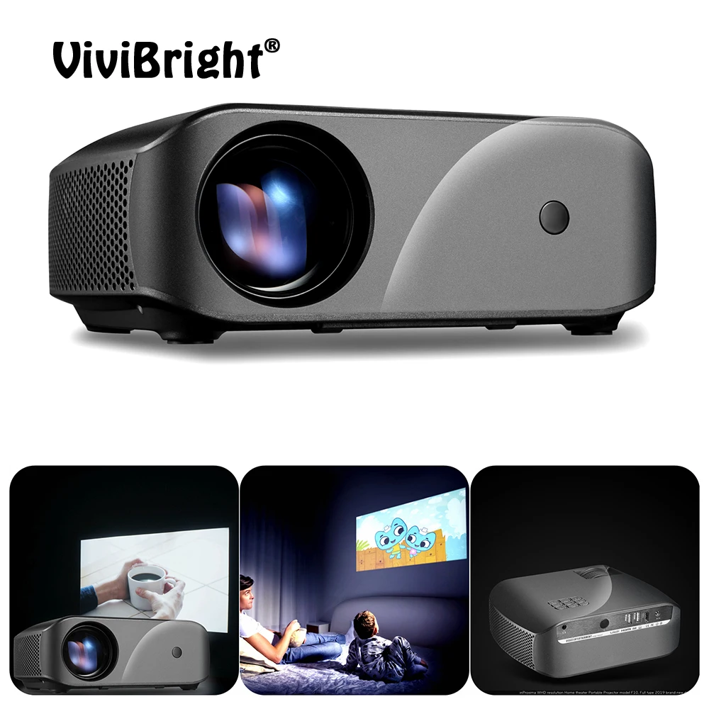 ViviBright мини светодиодный проектор с разрешением 1280*720, поддержка Full HD, домашний кинотеатр, 720 P, портативный проектор для 3D проектора