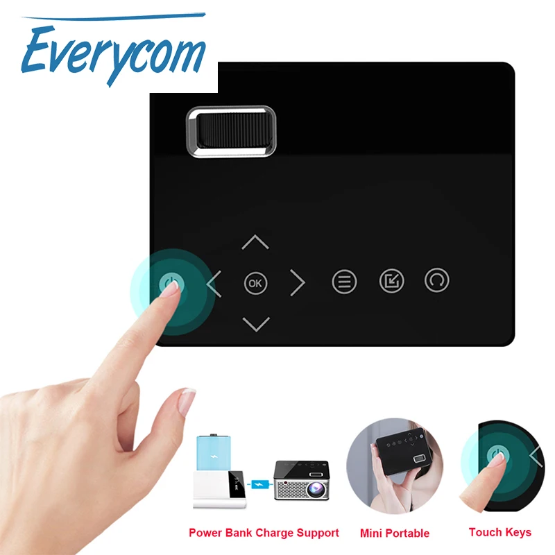 Everycom T200 جهاز عرض صغير اللمس مفاتيح HDMI USB AV لعبة فيديو المحمولة العارض LED متعاطي المخدرات للتخييم السفر المسرح المنزلي