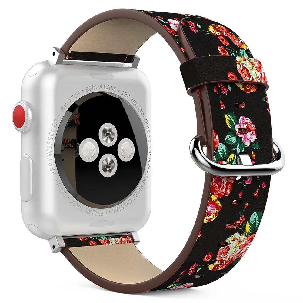 Кожаный ремешок для часов Apple Watch 38 мм 42 iWatch серии 1 2 3 цветочный Цветочный Принт