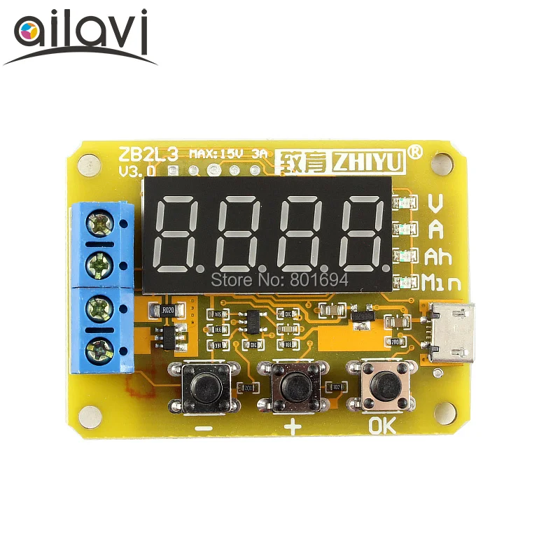 

ZB2L3 V3 Battery Capacity Tester 18650 1.2-12V External Load Battery Discharge Testing Micro USB 3A finished product with shell